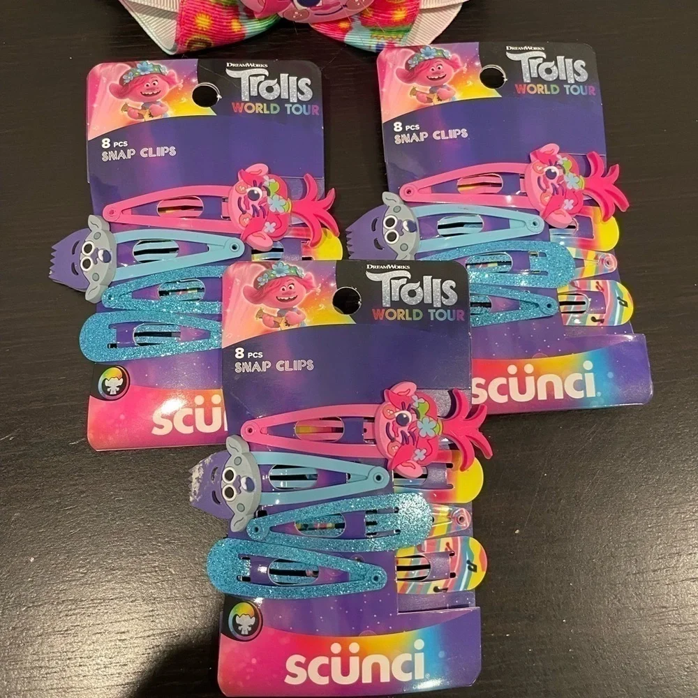 scunci Trolls 24 Snap Clips, 1pc Head Band
